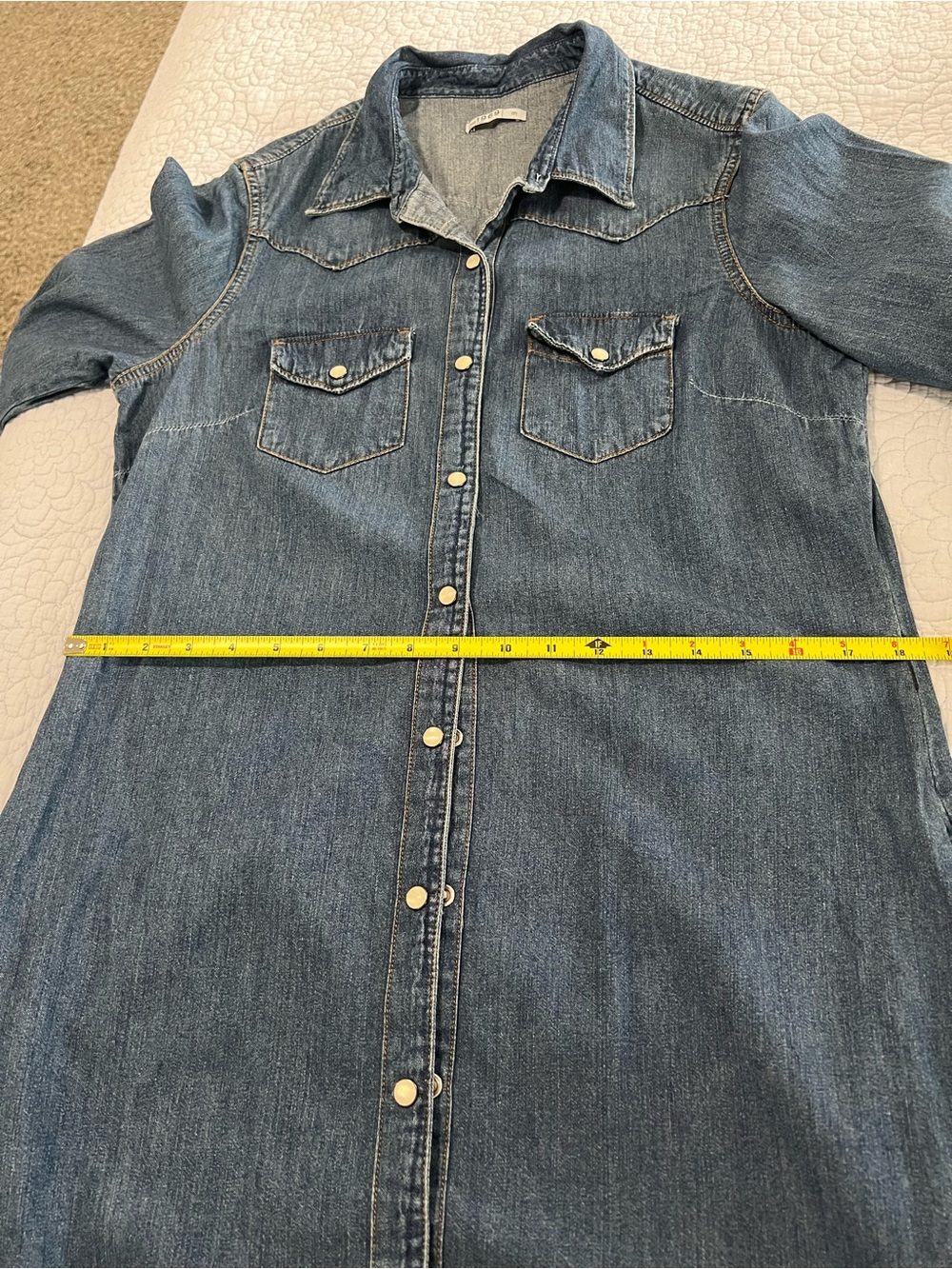 GAP Denim Long Sleeve Shirt Dress - Blue - Picture 5 of 6